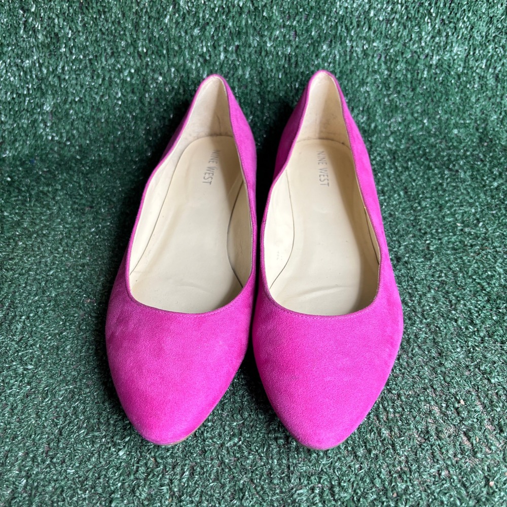Nine West Corrine Pointed Toe Suede Textile Ballet Flats Pink Womens Size 9M